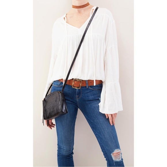 Women's Hobo Evella Geometric Emboss Black Leather - Picture 2 of 7